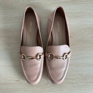 AREZZO Nude and Gold Loafers